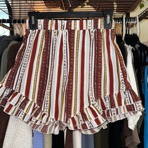 Zaful Red and White Ruffled High Waist Shorts